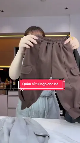 Quần nỉ túi hộp cho bé 🥰#quanaotreem #thoitrangtreem #quanaothudongchobe #thoitrangmuadongchobe #quannichobe 
