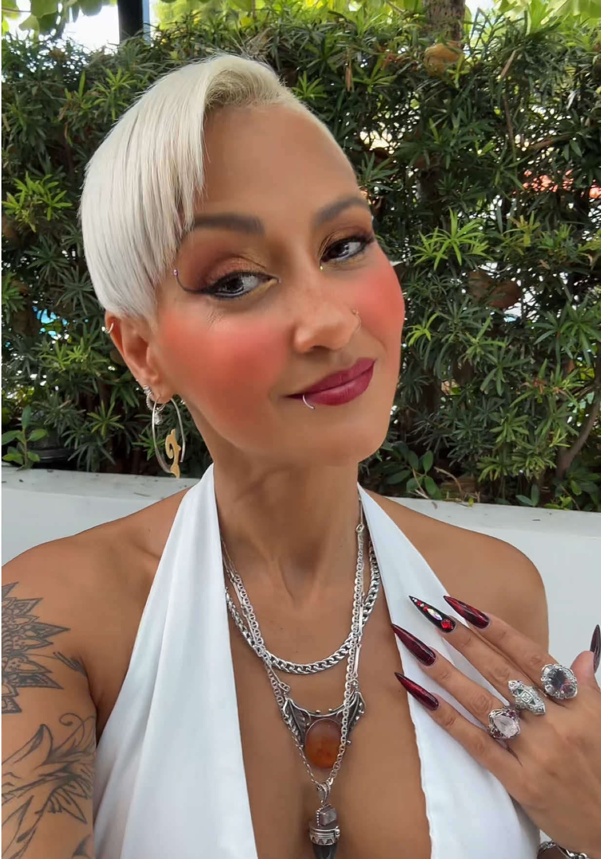 Flipped the switch & stepped into Versace vibes ✨ If luxury had a dress code, I just nailed it. 🍸🏛️ #versacemansion #miamivibes #ootdluxury #fyp #transitionqueen