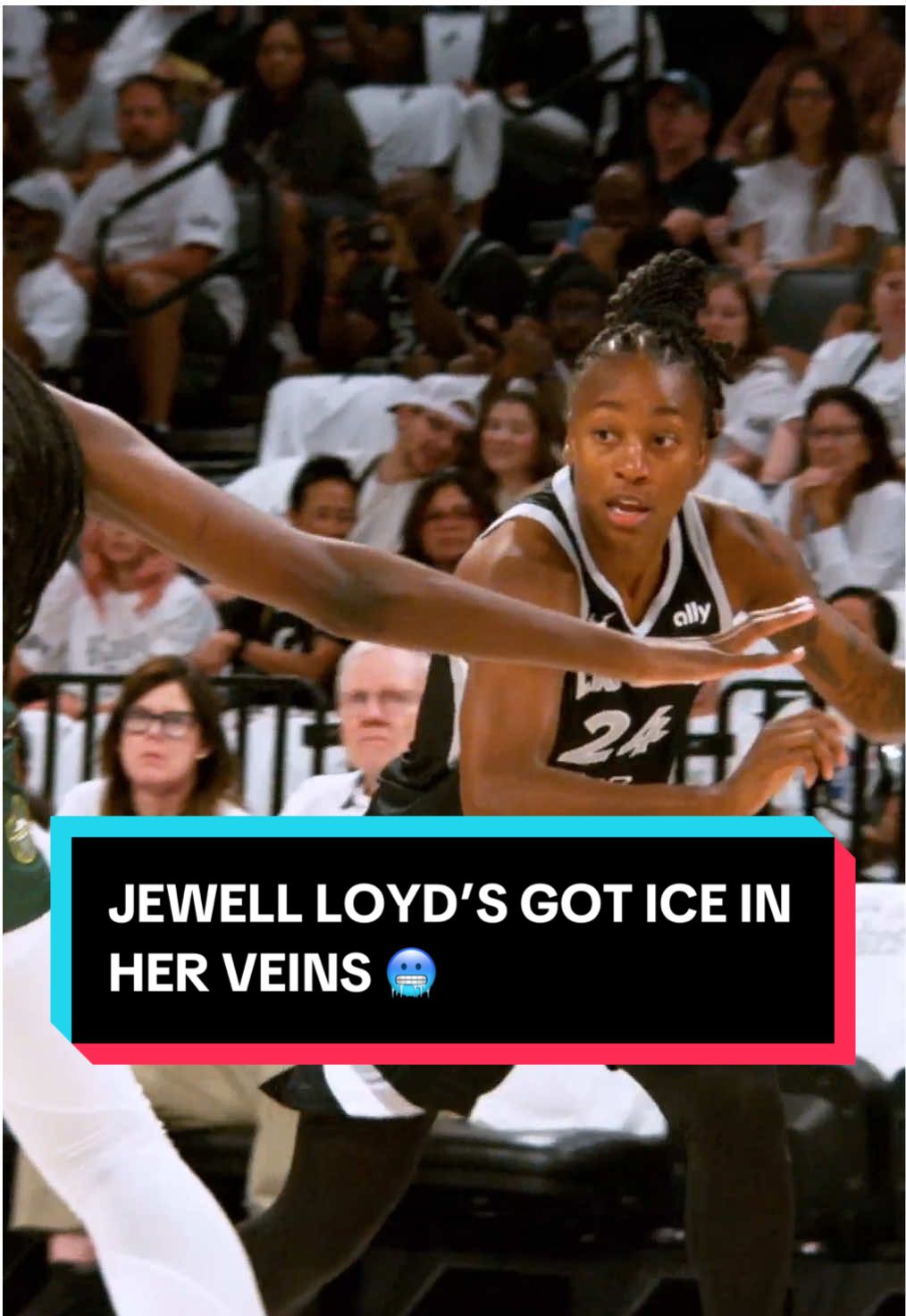 Ice in her veins🥶 10 years in and Jewell Loyd’s still showin’ up when it matters most. Watch her light up the floor in Game 2 of the WNBA Finals presented by YouTube TV tomorrow at 3pm/ET on ABC. #WNBA #basketball #jewellloyd #goldmamba 
