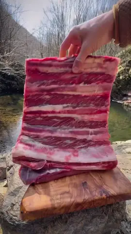 Beef ribs aged in mud and grilled in nature 🥩🪵🔥💦 #cookingasmr #leon #outdoorcooking #beef #ribs 