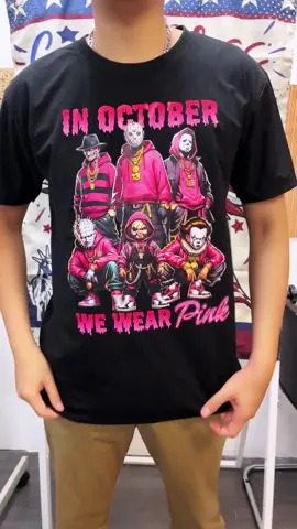 In October We Wear Pink Horror Characters Shirt #halloween #horror #horrortok #horrormovie #horrorfan 