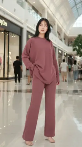 Kimmy Set / Setelan Wantita Oneset Knit Premium Shirt Pants Baju Set Celana highwaist Setelan Wanita Lengan Panjang Oversize Kekinian LD 145cm Polos Jumbo.  #setelanwanita #oneset #knitpremium 