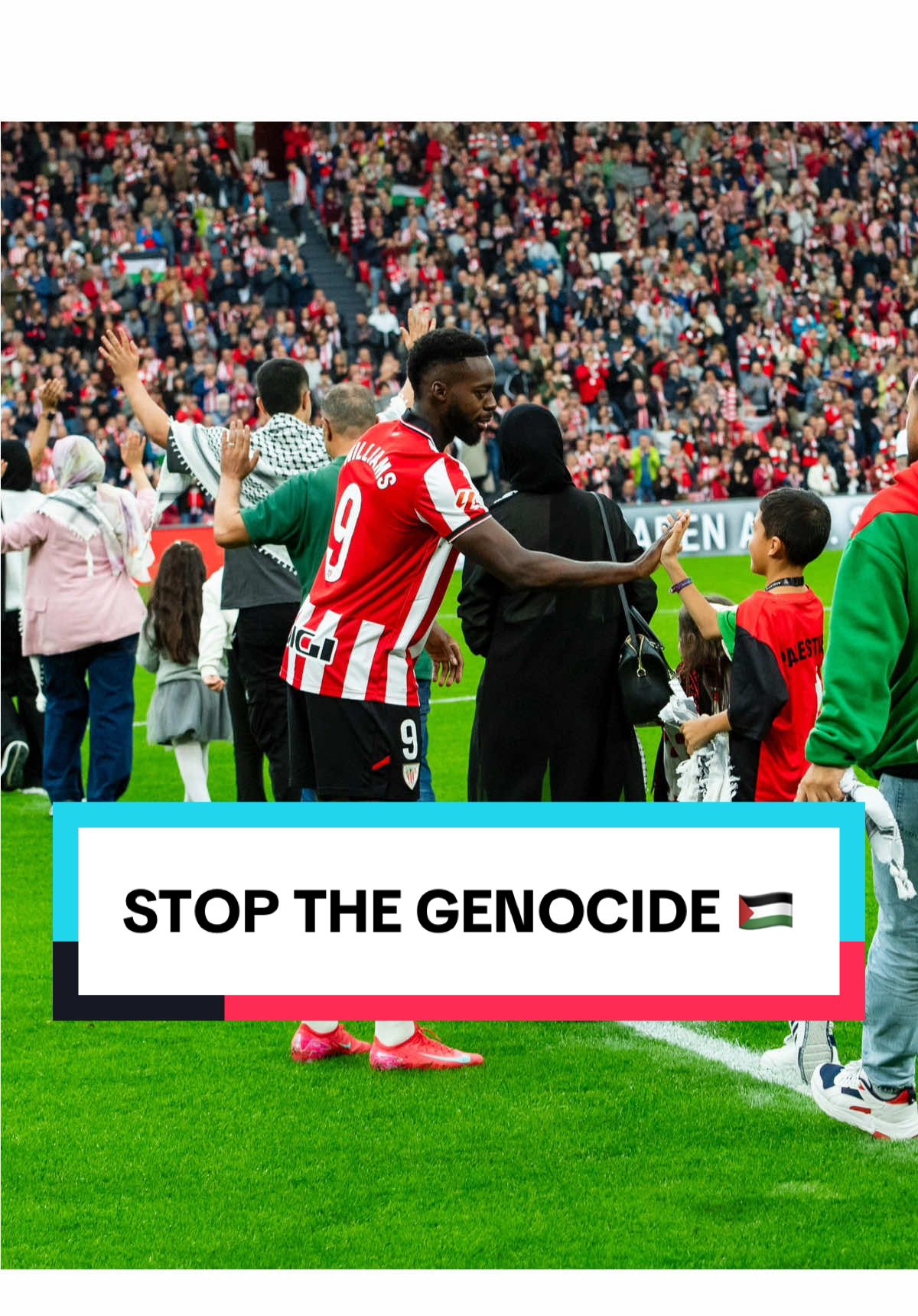 ✊ #StopTheGenocide 🇵🇸 San Mames show its support to Palestine, represented at the stadium today by Honey Thaljieh, a group of Palestinian refugees living in the Basque Country and representatives of UNRWA Euskadi. We are with you! لكم كل الدعم، نحن معكم #palestine #freepalestine #sanmames #viral 