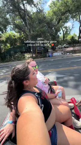 thank you for the pedicab, @Sabrina Carpenter 💖 @Team Sabrina @ACL Music Festival #sabrinacarpenter #mansbestfriend #austincitylimits #acl #austin 