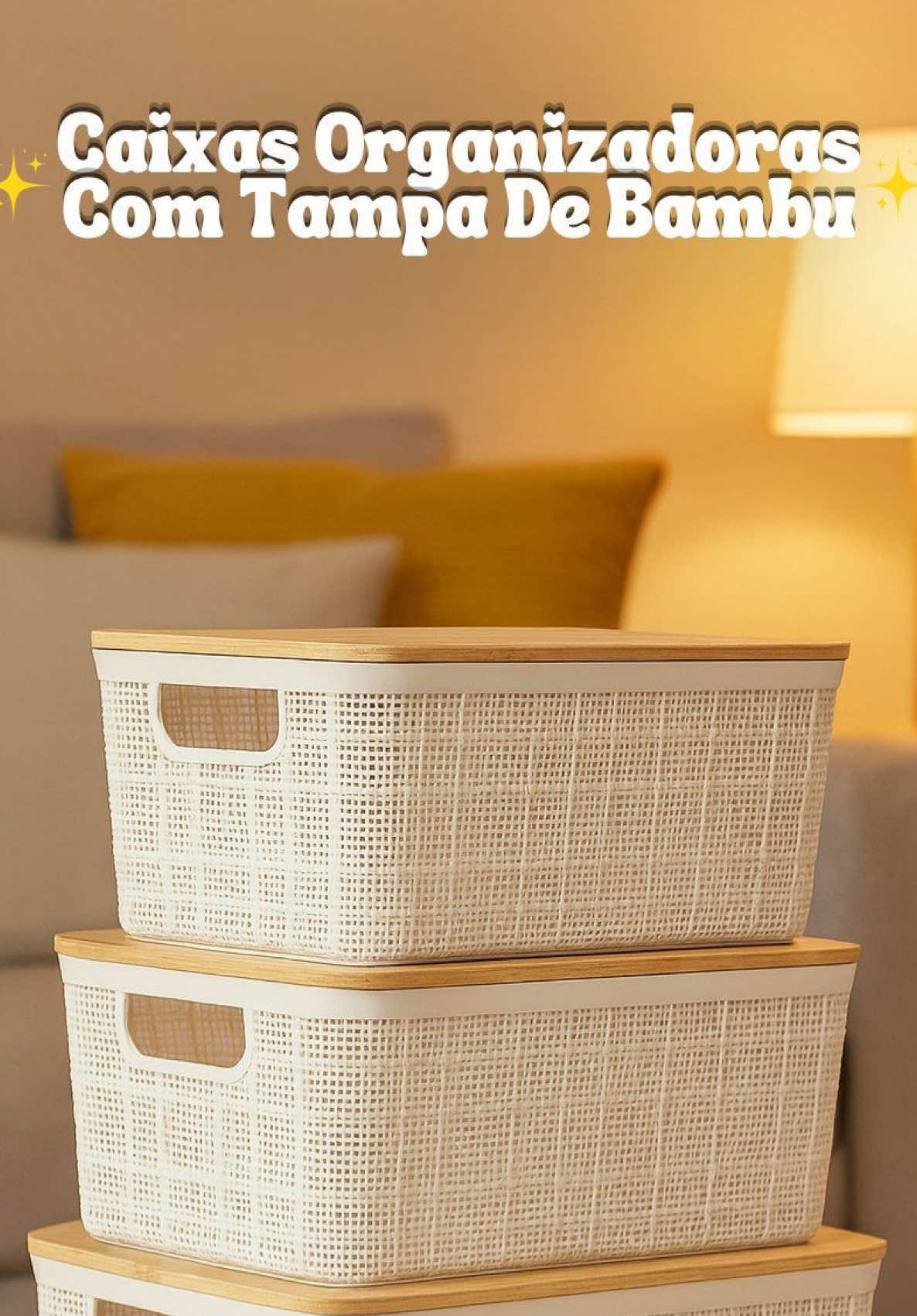 “Sua casa merece o melhor. Com design moderno e tampa em bambu, essas caixas unem durabilidade, elegância e funcionalidade.” #organizacao #caixaorganizadora #enxoval #caixas #casaorganizada 