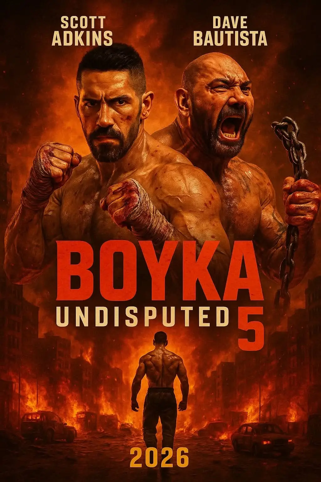 🎬 Boyka : Undisputed 5 (2026) Avec : Scott Adkins, Dave Bautista Yuri Boyka a passé des années dans l'ombre, tentant d'échapper à la vie violente qui l'opprimait autrefois. Mais lorsque son meilleur ami est paralysé après avoir été brutalement battu en cage par Goran « Le Boucher » Vasko, un ancien soldat impitoyable devenu champion clandestin, Boyka est contraint de retourner dans l'arène sanglante pour un dernier combat. Ce n'est pas une question de fierté ou de titres. C'est une question de rédemption. Mais quelque chose de plus qu'un homme se dresse sur son chemin : Vasko est l'homme de main brutal d'un puissant syndicat du crime, et son seul objectif est de voir Boyka tomber… pour de bon. Le champ de bataille est un club de combat clandestin caché : des poutres d'acier, des chaînes qui se balancent et une foule en quête de sang. Aucune règle. Aucune pitié. Deux légendes. Une seule issue. Scott Adkins revient dans le rôle de Boyka, le « combattant le plus complet du monde », plus vif, plus rapide et plus dangereux que jamais. Dave Bautista monte sur le ring dans le rôle de Vasko, une force destructrice imposante dont les coups promettent la douleur. Chorégraphie explosive, combat au sol brutal, coups de pied tournoyants contre force brute : c'est plus qu'un combat. C'est une question de survie. C'est l'âme contre la férocité. « Je ne me bats pas pour eux… Je me bats pour mon âme.» — Boyka « Tu ne sortiras pas de cette cage, petit homme.» — Vasko #Boyka5 #ScottAdkins #DaveBautista #Undisputed #redemptionfight 