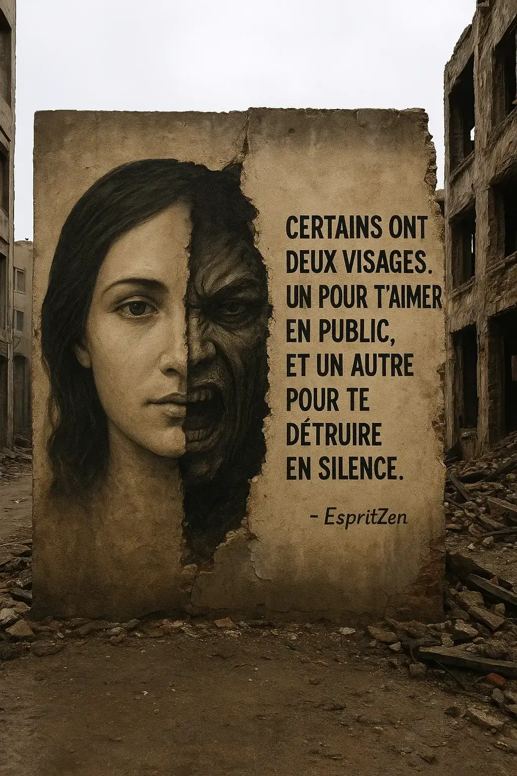 Un visage pour le monde, un autre pour le mensonge. 🐍 Reste vrai, même entouré de faux. #hypocrisie #doubleface #toxique #santementale 