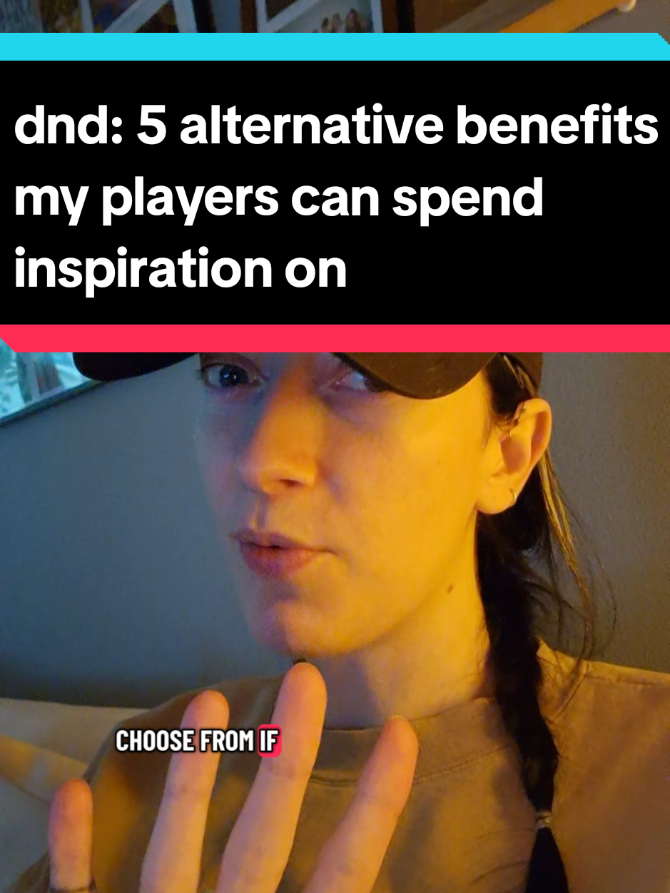 While rolling with advantage is well and good, it can get a little repetitive, so here's 5 alternative benefits that my dnd players can spend their inspiration on. I can't remember if I came up with all of these, or if I got some from somewhere else, but I highly recommend trying them out! #ttrpg #dnd #dnd5e #dungeonmaster #gamemaster 
