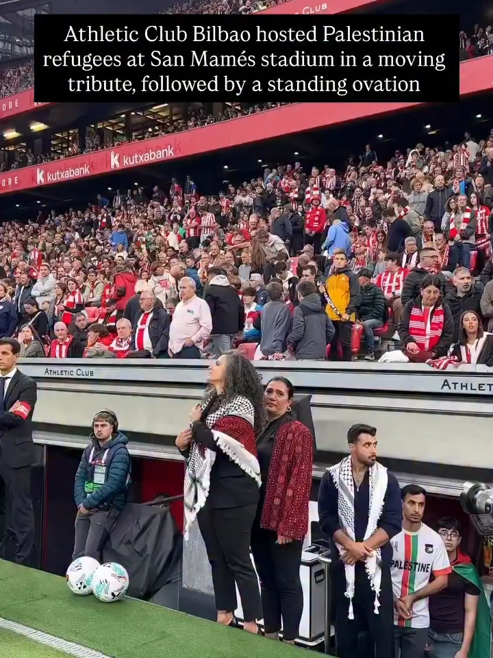 Athletic Club Bilbao hosted Palestinian refugees at San Mames Stadium in a moving tribute followed by a standing ovation.