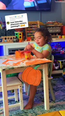 Replying to @🦋✨Nat✨🦋Conquer.From.Within  her favorite thing to do🧡🎨🖌️ #painting #downsyndrome #autism #saturday #sensory
