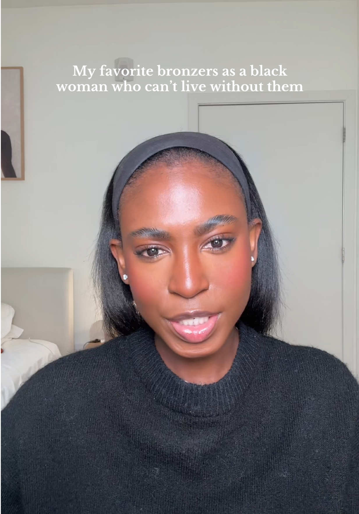 I said “beautiful” and “warm” one too many times but but that’s exactly what bronzers are 😌 #bronzerreview #bronzymakeup #makeupreview #blackgirlmakeup  Products: @Saie cream bronzer “deep bronze” @Natasha Denona liquid bronzer “fling” @NARS Cosmetics bronzer “08” @Charlotte Tilbury bronzer “deep”