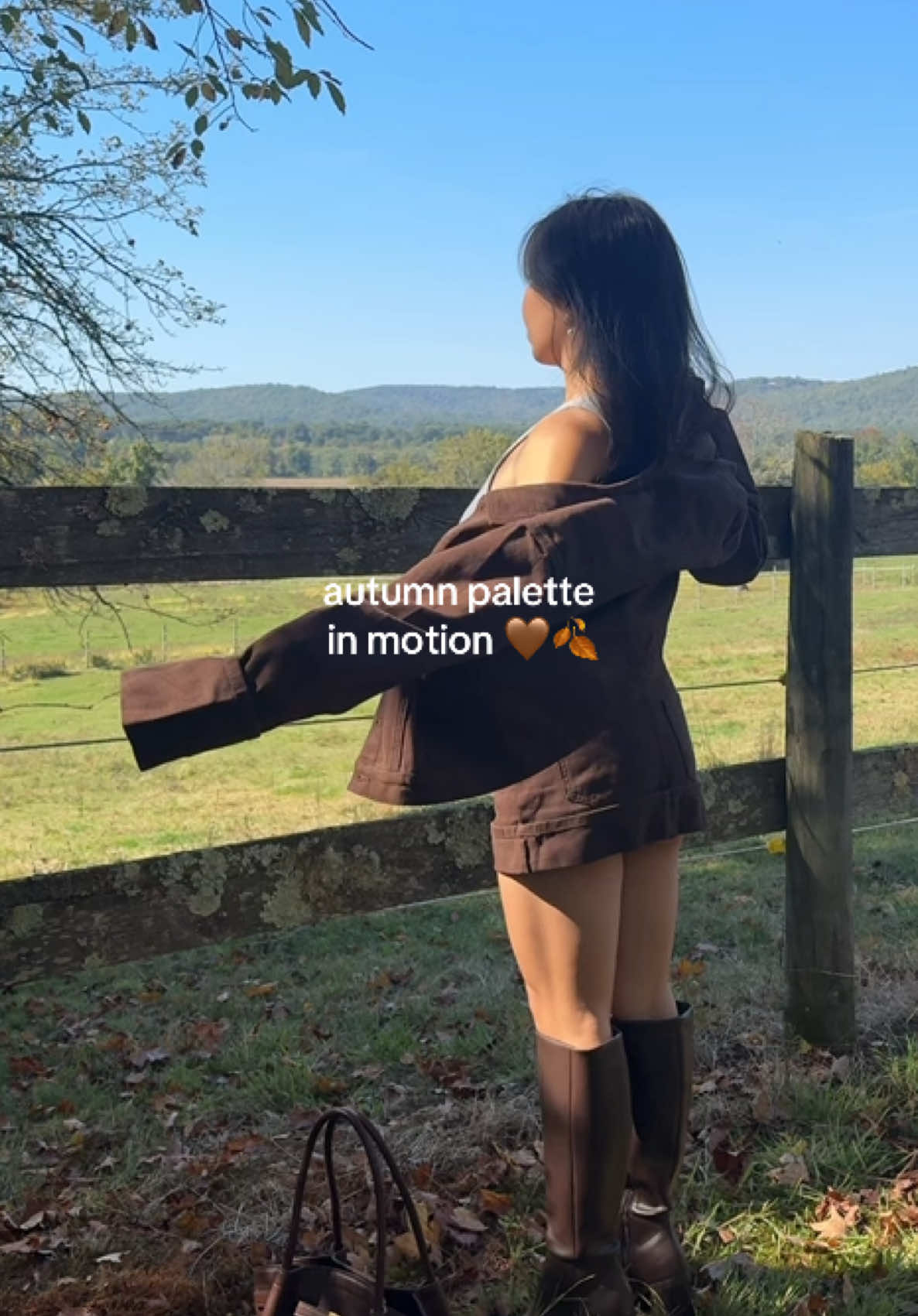 the perfect matching set from @White Fox Boutique! petite girl (4'11) approved 🤍 #fallfashion #girlytok #brownoutfits #petitefashion #matchingset  boots: @DSW @Dolce Vita Footwear  bag: @JW PEI 