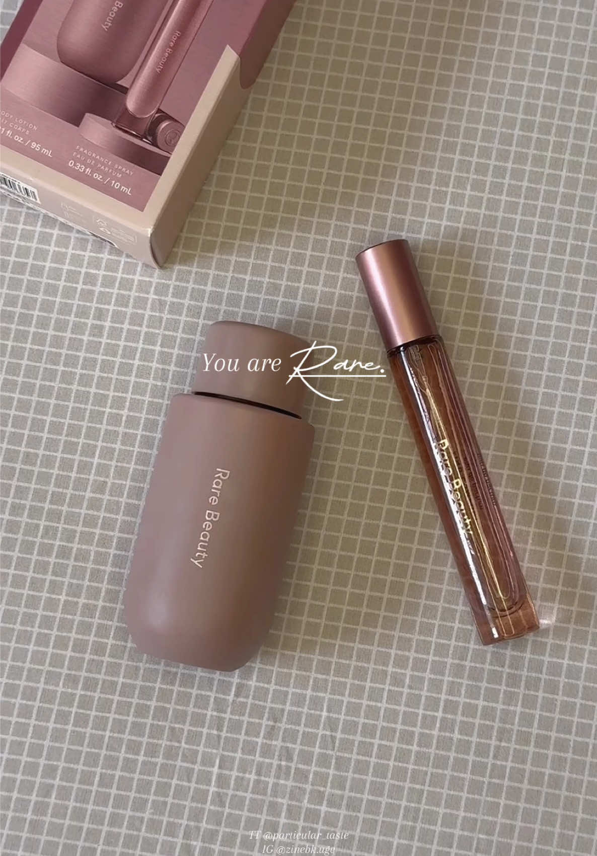 I found my comfort in this @Rare Beauty lotion & fragrance 🤎🧸 *not an AD ☁️ #rarebeauty #bodylotion #fragrance #perfumetok #selenagomez 