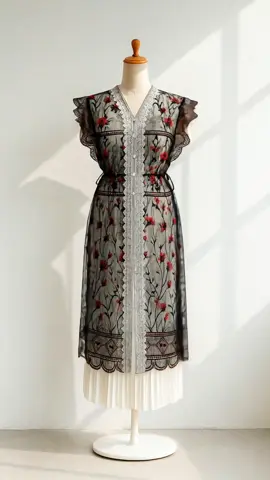 sudah dapat 1 set dalaman dress plisket+cardi brukat tidak terawang bahan premium