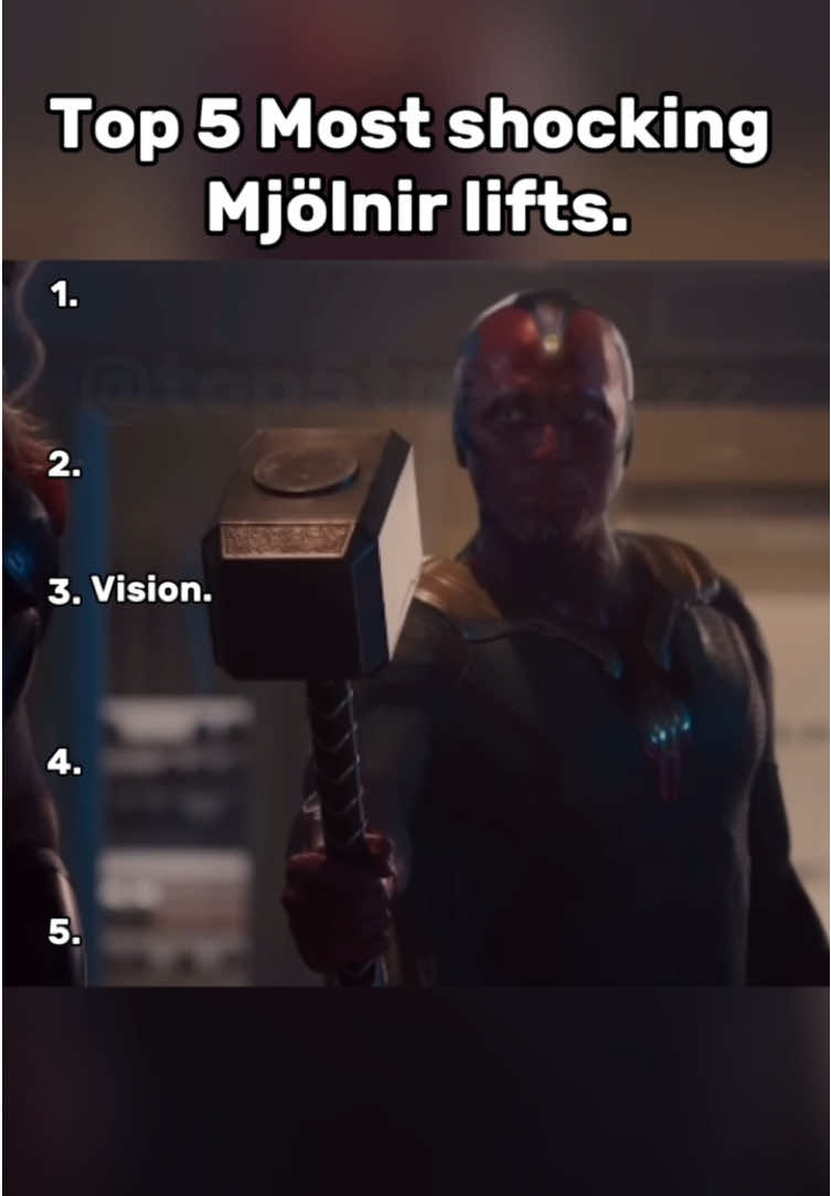 Top 5 most shocking mjolnir lifts #marvel #fyp #movieclips #trending #marvelmovies 