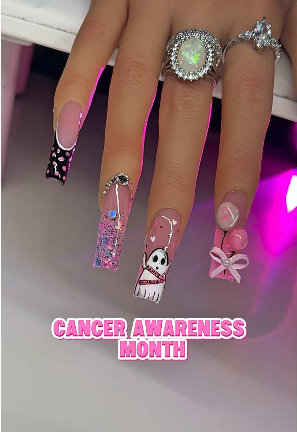 Spooky x Cancer Nails  #fyp #nailartist #cancer #cancerawareness #spookyseason 
