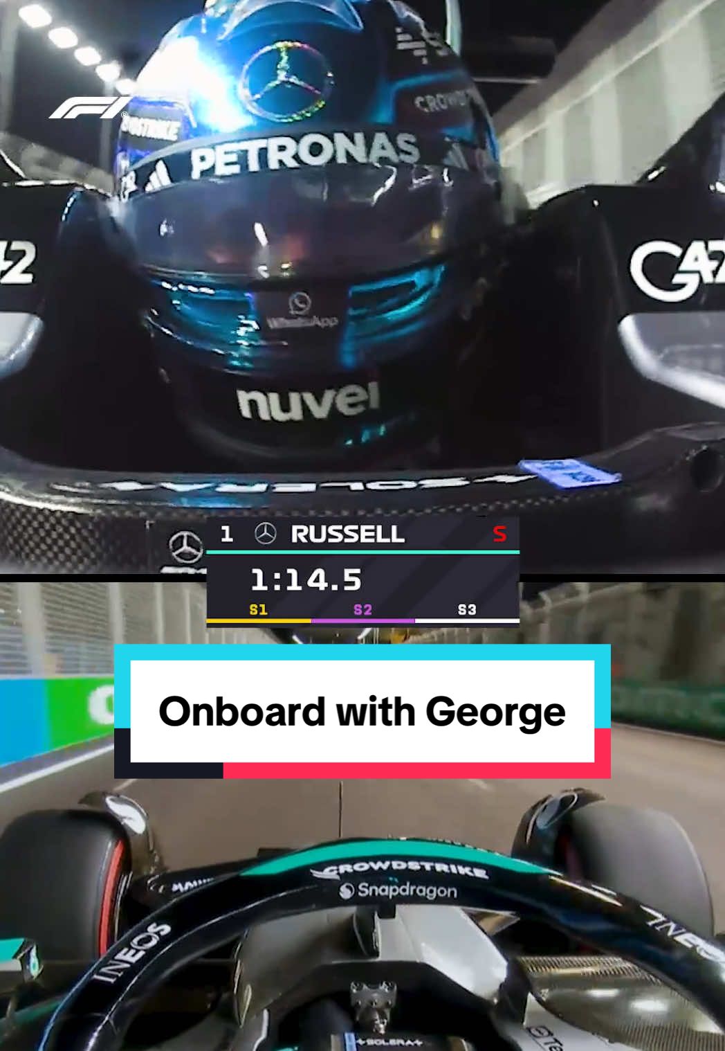it’s like a rollercoaster!!!🎢😄 #f1 #singaporegp #georgerussell #Motorsport #marinabay 