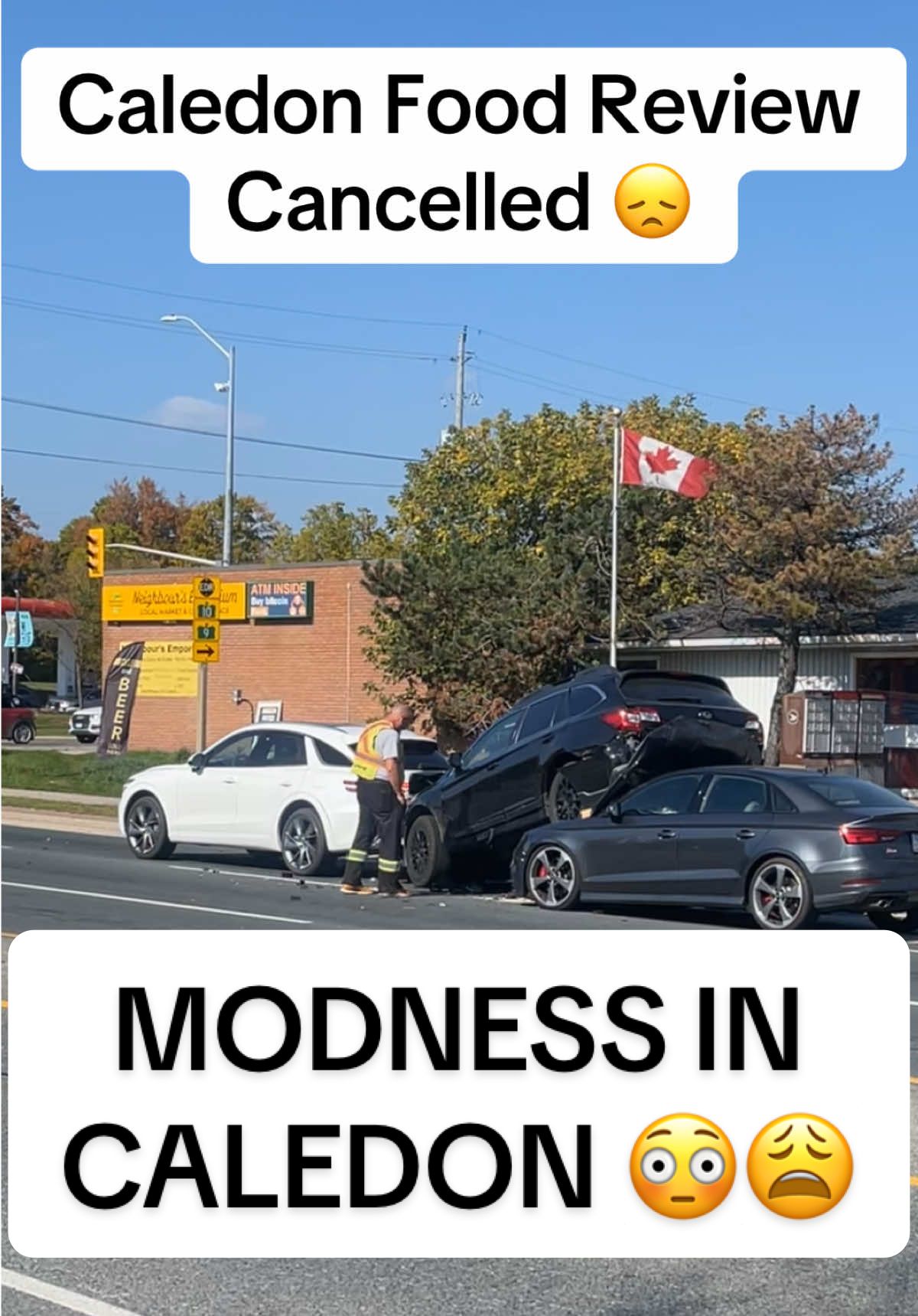 I was on my way to do a Food Review and this happened 🤦🏽‍♂️😮‍💨😩 ROAD BLOCK🛑🏎️ HWY10- Charleston Sideroad #explore #crash #toronto #fyp #foodreview 