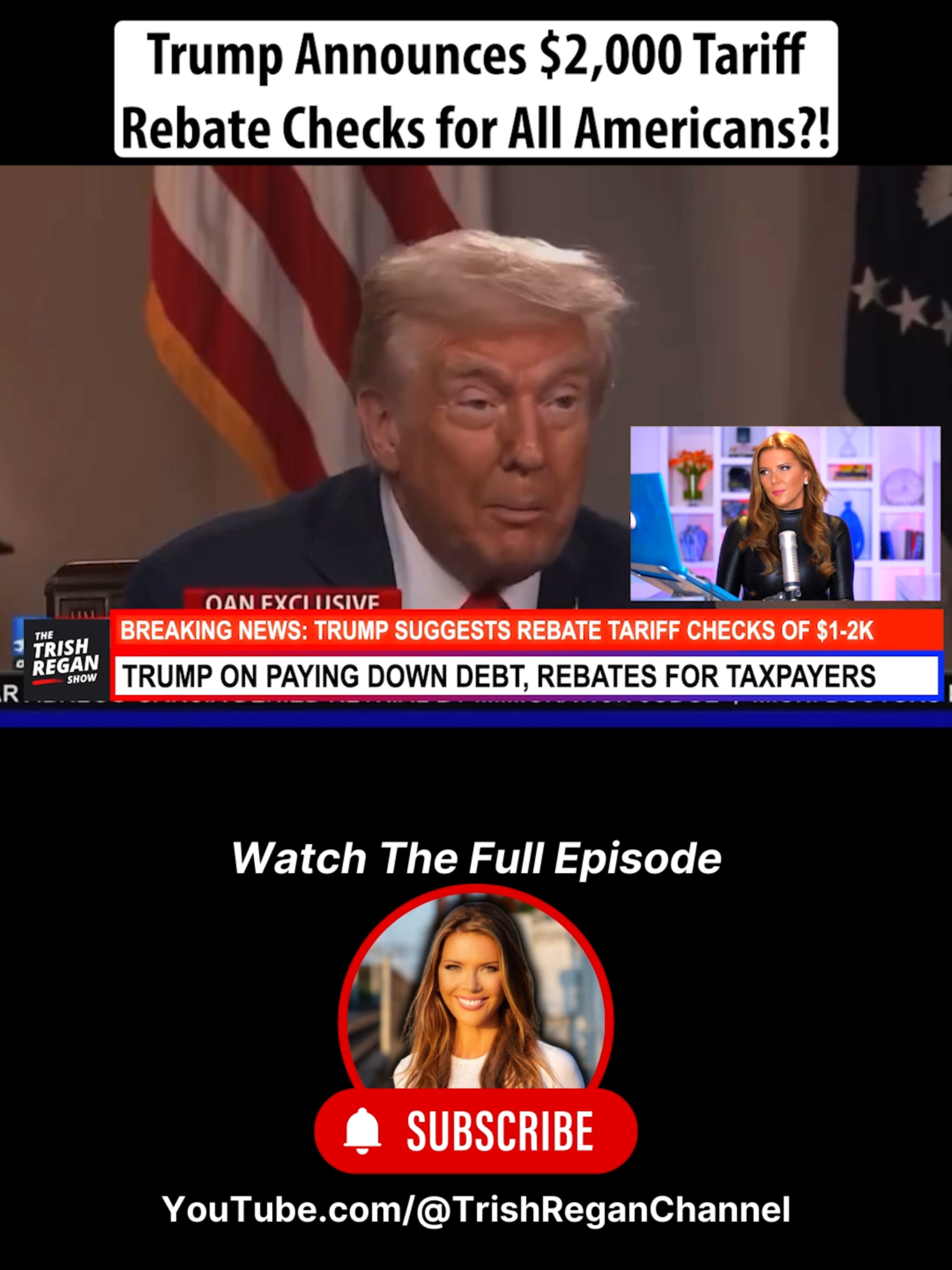 Is Trump really serious about sending $2,000 tariff rebate checks to every American? Subscribe and watch the FULL show at YouTube.com/@TrishReganChannel. #trishregan #trishreganshow