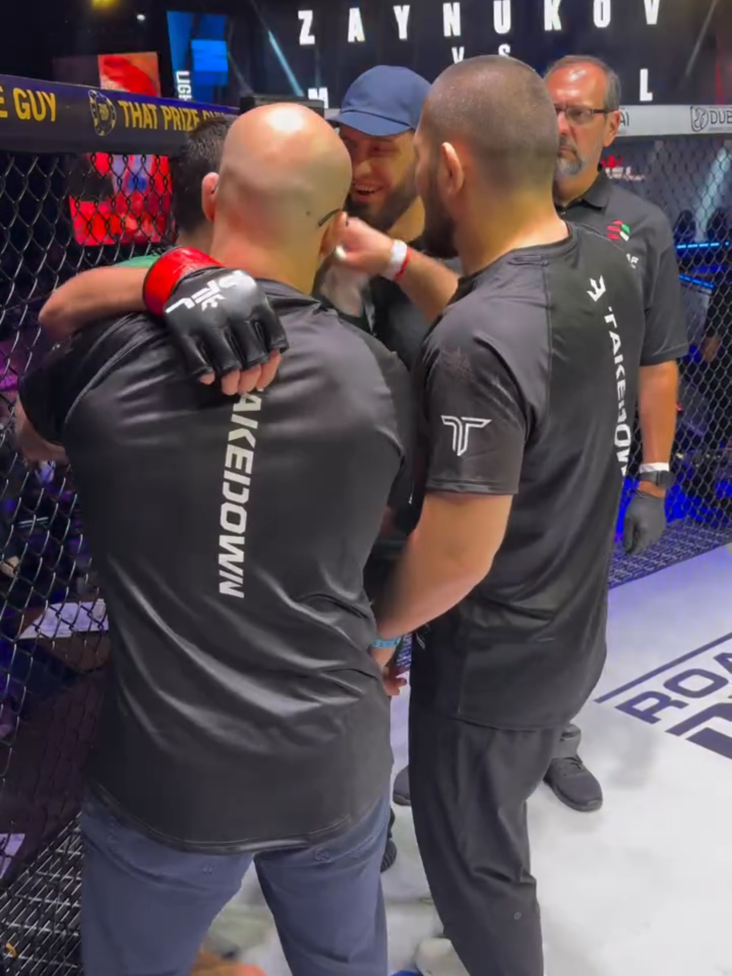 𝙏𝙀𝘼𝙈 𝘾𝙀𝙇𝙀𝘽𝙍𝘼𝙏𝙄𝙊𝙉 𝙄𝙉 𝙁𝙐𝙇𝙇 𝙀𝙁𝙁𝙀𝘾𝙏 👏👏👏 Islam Makhachev had to join the celebration as Makkasharip Zaynukov earns the W in Dubai! #RoadToDubai #PFL #MMA #sports #Fighter #russia #celebration