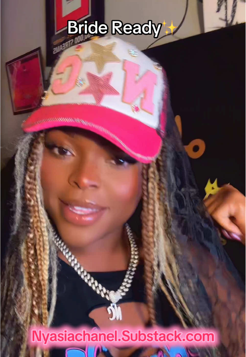 She’s a singer, designer, & now a DIY girlie 💕 This hat is giving street bride, right?! 👰🏽‍♀️💍 Come be part of my Substack fam & join the movement 💕 [nyasiachanel.substack.com] #fyp #nopda #brideready 