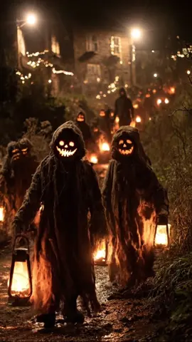 On Halloween night, the town gathered with lanterns in hand, their warm glow flickering through the mist. As they walked the old path, whispers rose from the shadows some said the lanterns weren’t just lighting the way, but guiding the spirits home.