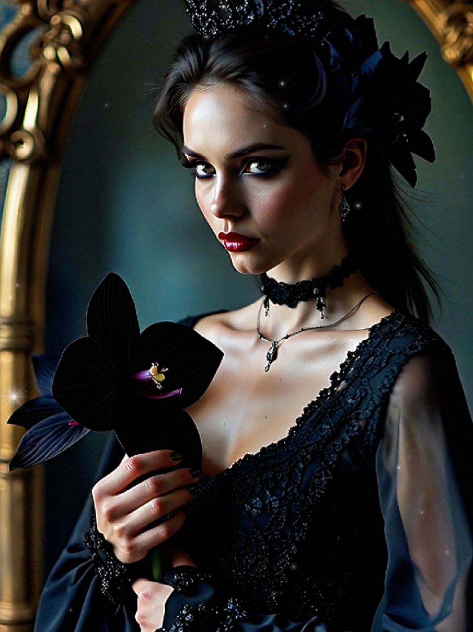 IZZY LAND 💥  Queens 👑🦋🎀🎶 Ghotic black orchid • Dark time in Breeze Land 💥 Thank you so much for your appreciation and support 🙏  #digitalart #artstyle #butterfly  #fantasy #surreal 