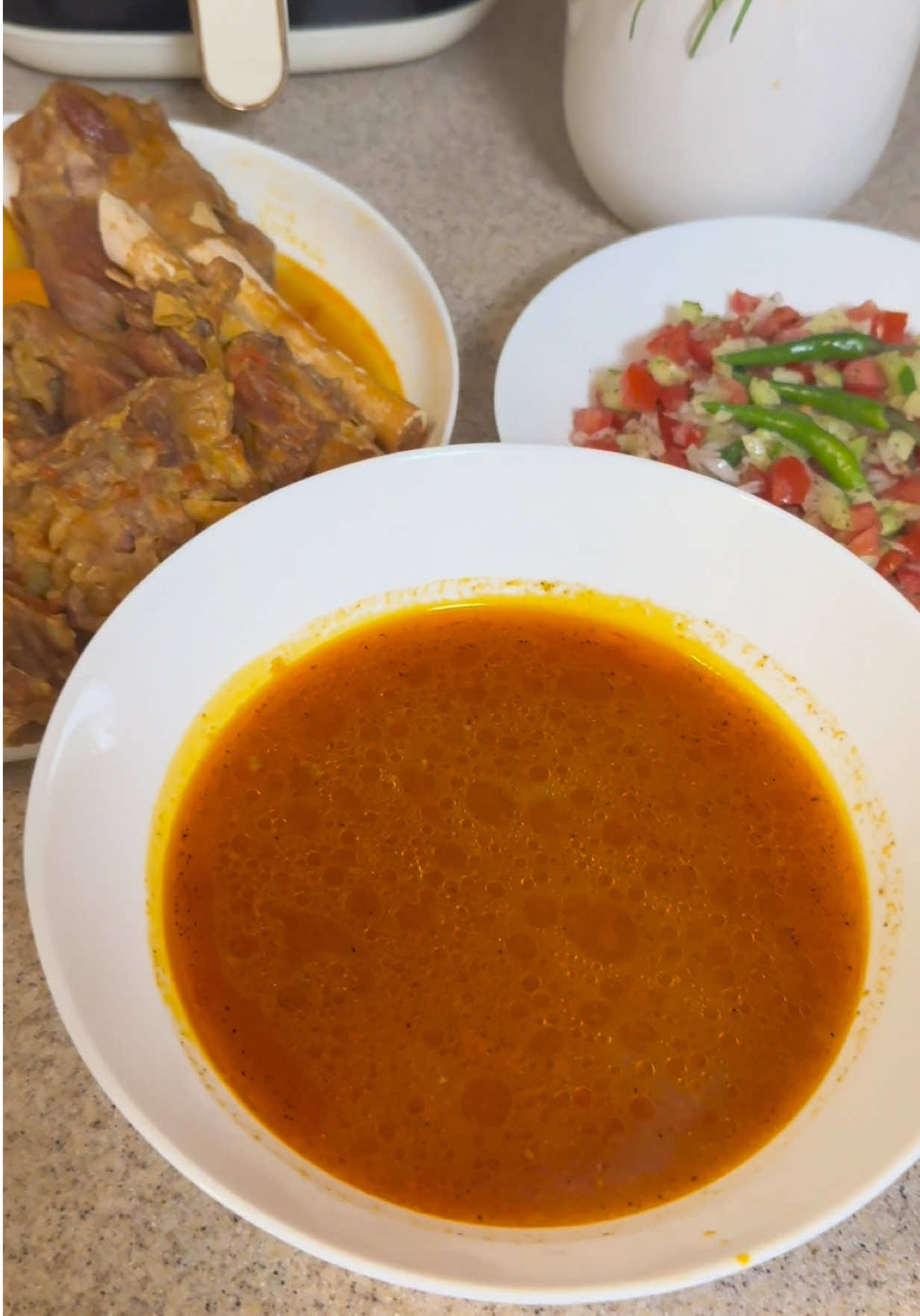 Afghani Shorba  مواد لازم شورباي وطني                                       Vegetable oil, Onions, Lamb Meat, Garlic, Salt, Turmeric, Tomatoes, Tomato paste, Boiling Water, Potatos and Carrots. #foodlovers #cooking #shorba #شوربا #