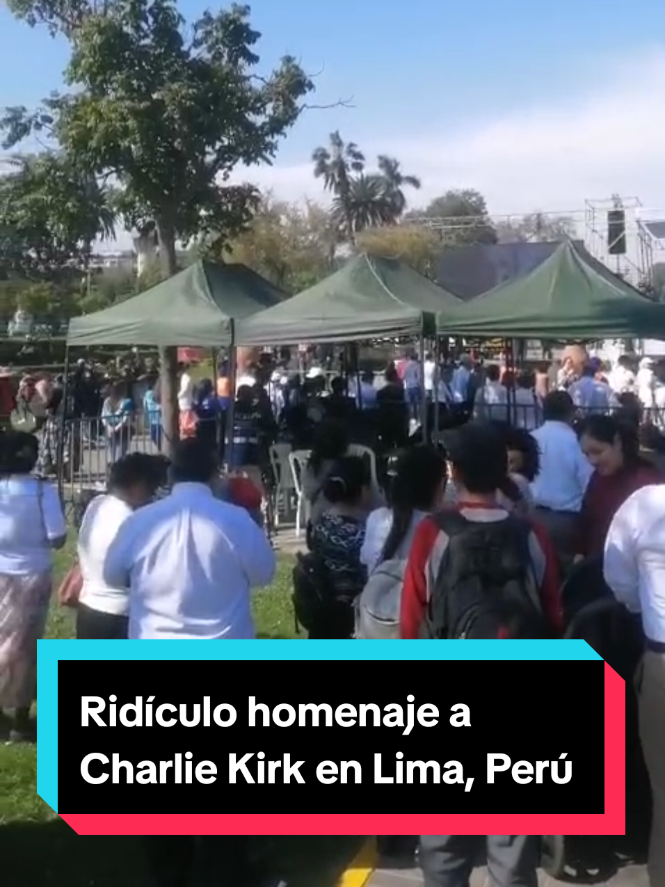 En el parque de las aguas, se está realizando un homenaje ridículo a Charlie Kirk, con un mensaje religioso mismo culto. TODO PAGADO POR NOSOTROS y con Policías rodeando el recinto, obviamente. Una vergüenza. #charliekirk #lima #rafaellopezaliaga #paratiiiiiiiiiiiiiiiiiiiiiiiiiiiiii #noticiasperu 