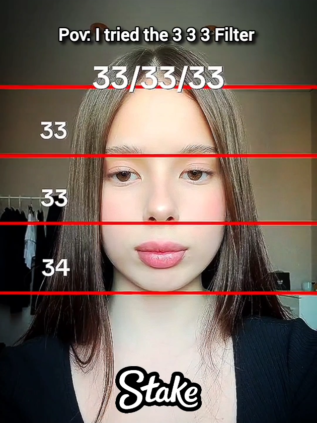 33 33 33 Filter 🤯🔥☠️ This filter shows if your face has perfect proportions #333333 #face #edit #fyp #trend 