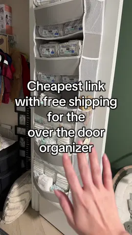 Over the door organizer for the cheapest link with free shipping!! #tiktokshopfalldealsforyou #babyorganization #nurseryorganization #overthedoororganizer #newbornmusthaves 