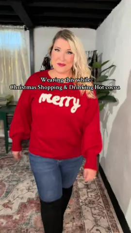 The perfect Christmas Sweater! I’m in a large.  #christmassweater #christmasshopping #midsizestyle #womenssweater #red 