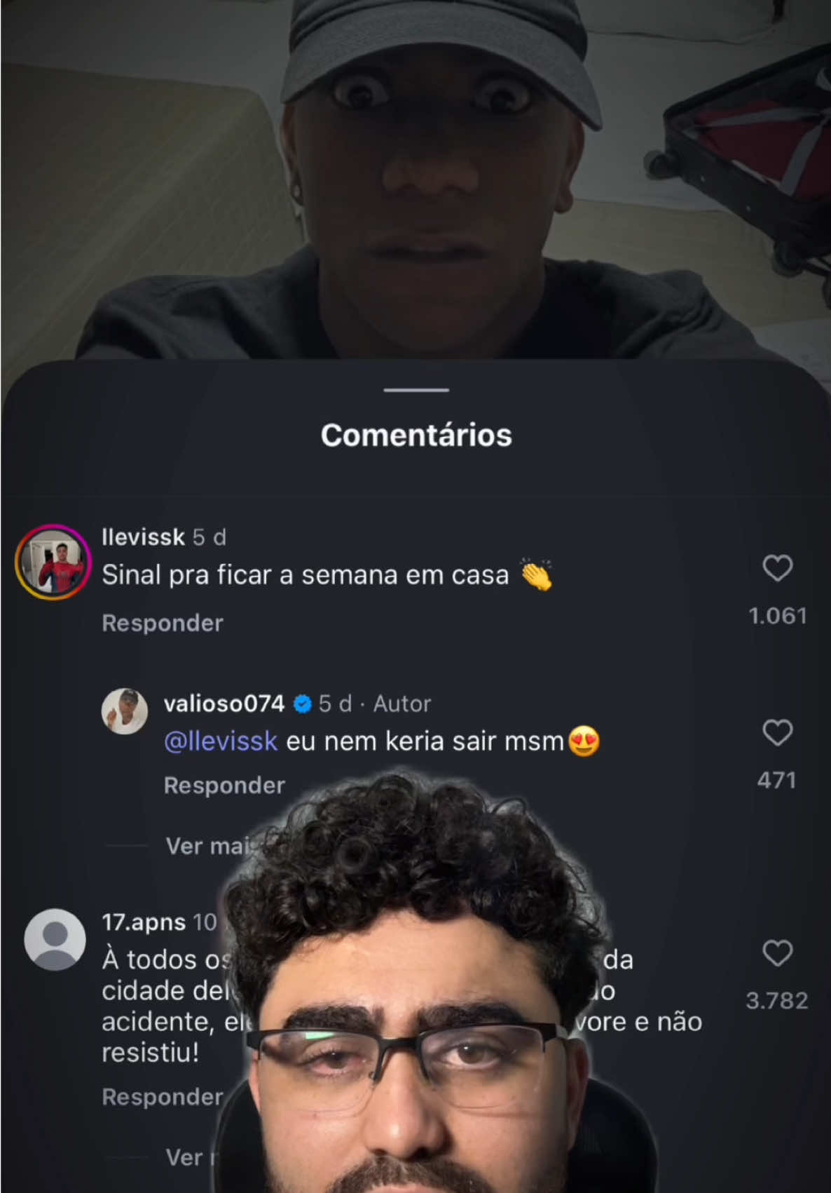 “Sinal para ficar a semana em casa” comentário no perfil do valioso filho do pastor a 5 dias atrás.  Edit @kzinzzx 