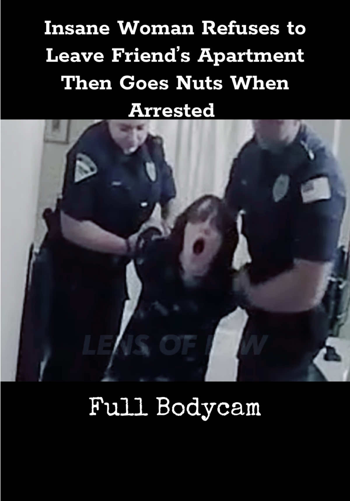This insane woman goes nuts when arrested after she refuses to leave her friend’s apartment #cops #police #policeofficer #fypシ 