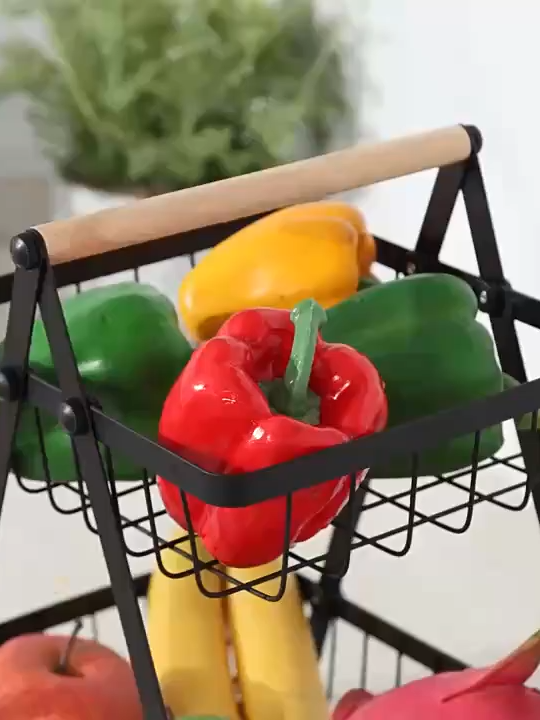 Fruteira De Mesa Organizador De Frutas Cesto Metal Aramado Multiuso Frutas Legumes Luxo Premium 2 - 3 Andares#praticoefacil #achadosdashopee #cozinha #fruteira #cozinhapratica