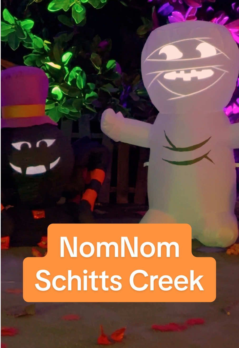 Replying to @krzy4nin We’re out sampling Halloween candy. Who’s coming with us to find more?!? We call it Trick or Treating. But no nom noms please. Just candy. #mummy #spider #halloween #schittscreek 