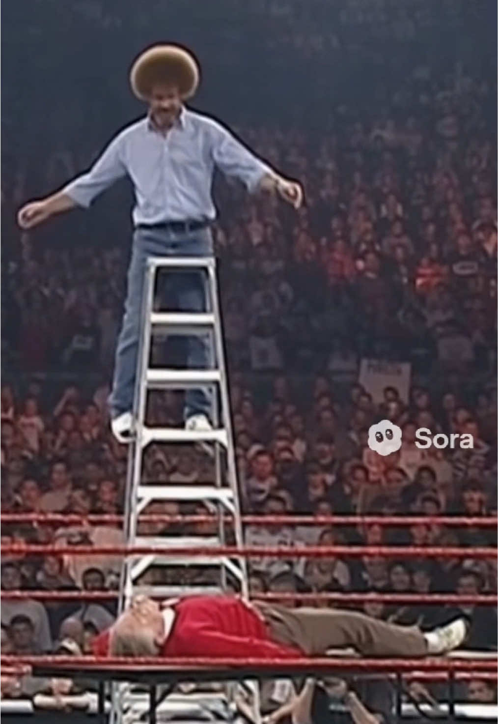 Bob Ross vs Mr. Rogers Match Highlights #bobross #sora #mrrogers #WWE #wrestling 