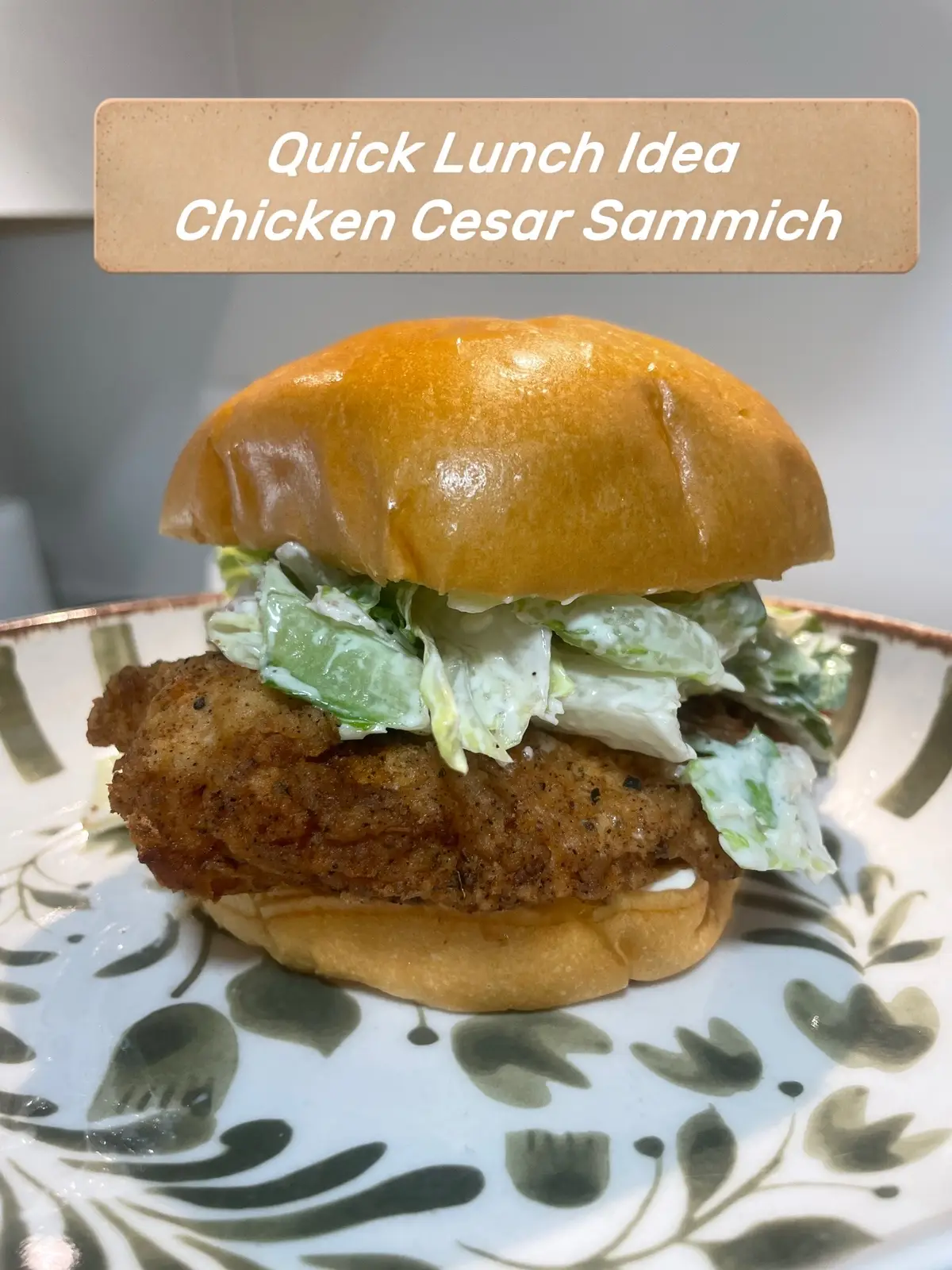 This is the perfect snack on a Saturday when you have some time. You can eat it as a sandwich or just have a crispy chicken Caesar salad.  Prep time 10 minutes Cook time 20 to 30 minutes, depending on how much chicken. I used 1 pound. Ingredients: 1 pound thin, sliced chicken breast pounded One cup of flour 1 to 2 tablespoons of the following: Cayenne pepper, black pepper, garlic powder, paprika, Italian seasoning, pink salt Three eggs Canola oil Brioche buns Caesar salad kit