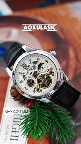 Đồng hồ cơ Aokulasic - Máy Cơ Chạy Full 5 Kim - Máy Cơ Cao Cấp - Lịch Sun & Moon Chuyển Động Mặt Trăng Mặt Trời Size 40mm - Viền Thép chống Han Rỉ #twatchstore #donghonam #donghotwatch #dongho #watch 