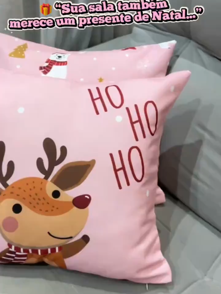 Capas de Almofadas Natalinas Rosa – Kit com 4 unidades encantadoras! 🎄💗#donadecasacomamor💕 #lardocelar🏡 #decoraçãodenatal2024
