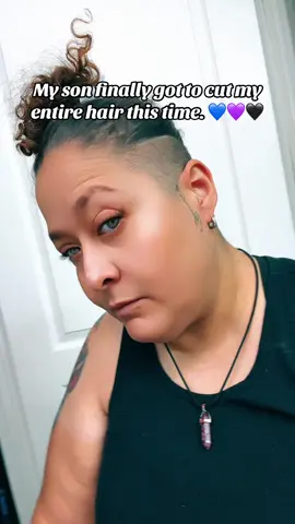 💙💜🖤  got my hair cut by our son today. Last time was a small section today was all of it. He did a good job. @✨💜Mrs.Grey🖤✨ 