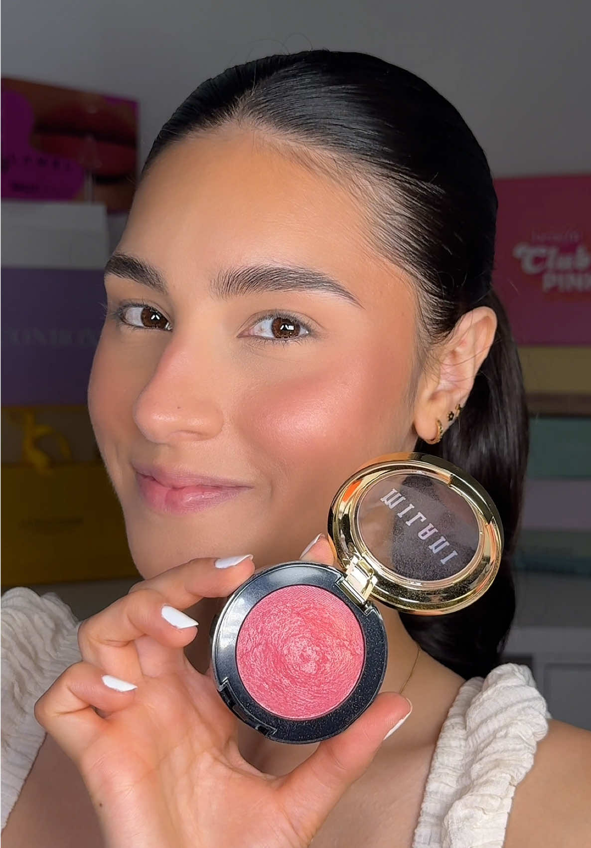 Baked blush - radiant powder blush color Dolce Pink @Milani Cosmetics #milani #milaniblush #bakedblush #powderblush #tiktokshopcreatorpicks 