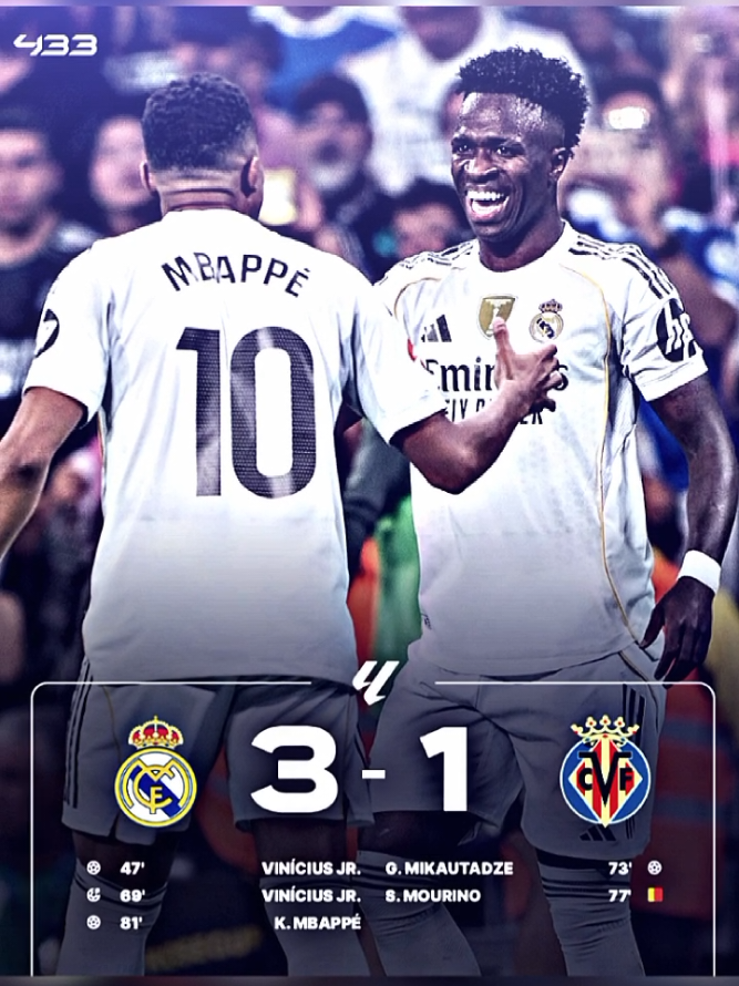 FT: MADRID 3 - 1 VILLARREAL 🔥 madrid berhasil menang dan kembali ke puncak klasemen 🥶 #realmadrid #villareal  #laliga #fulltime #laligahighlights 