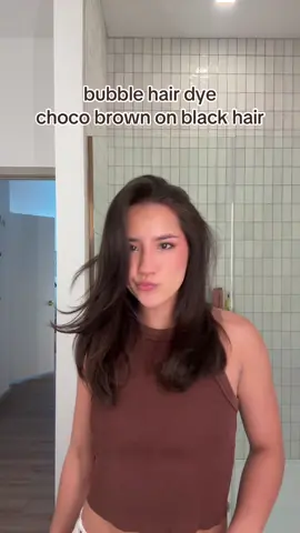 Bubble Korean hair dye choco brown on my black hair! Honestly loved how this turned out and there’s no bleaching!! #bubblehairdye #koreanhair #hair 