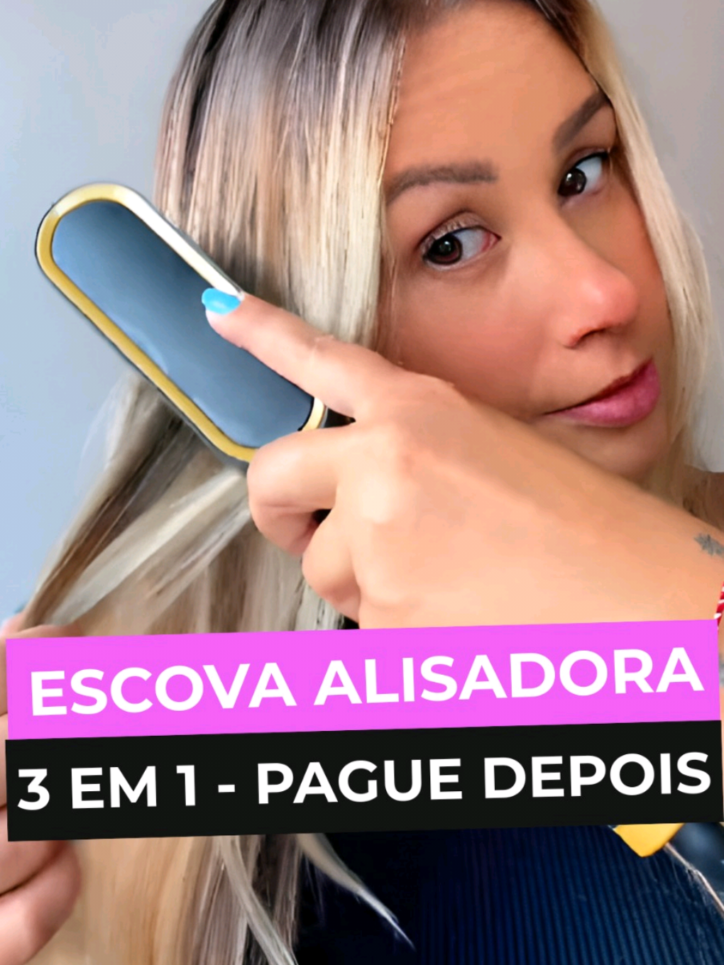 Escova 3 em 1 alisadora, amei😍 #escovasecadora #escovandocabelo #escovaalisadora 