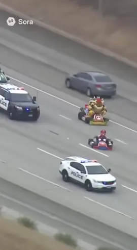 Mario making a run for it! #sora #cops #police #ai 