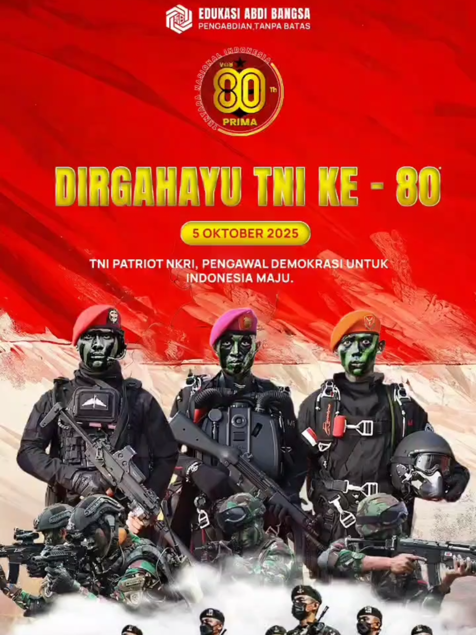 Dirgahayu TNI ke 80.  TNI Patriot NKRI, pengawal demokrasi untuk Indonesia maju. #dirgahayutni80  #tniindonesia🇮🇩  #huttni80  #dirgahayutni  #monas  