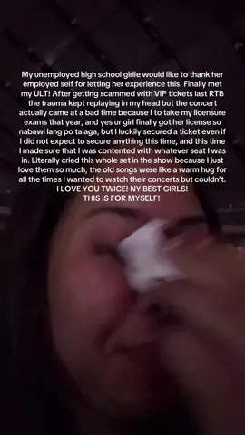SORRY THAT YOU HAD TO SEE THE UGLY CRYING 😭 BUT TRUST ME I HAD SOOO MUCH FUN! IM ACTUALLY STILL CRYING WHEN J SEE MY VIDEOS BECAUSE I COULD NOT BELIEVE IT THAT FINALLY THIS IS FOR 💙 MYSELF Unemployed senior high school girlie would like to thank the employed girlie herself for getting her here despite all the setbacks. I just want to thank those 9 amazing girls for this experience! The production was topnotch, amazing, entertaining and you can never take your eyes off of them, the 2 hours and 30 mins concert felt like 5mins when you’re enjoying so much. I love them so much, I could never ask for anything else my expectations were exceeded, the crowd was insane— so overwhelming. I am the happiest right now, literally cried with nostalgia. I had the time of my life! I love you @TWICE 🩷 Best girls! My 9EVER! THIS IS FOR ALL MY LADIES! 💙 #ThisIsForBulacan #ThisIsForConcert #Twice #TwiceConcert #philippines 
