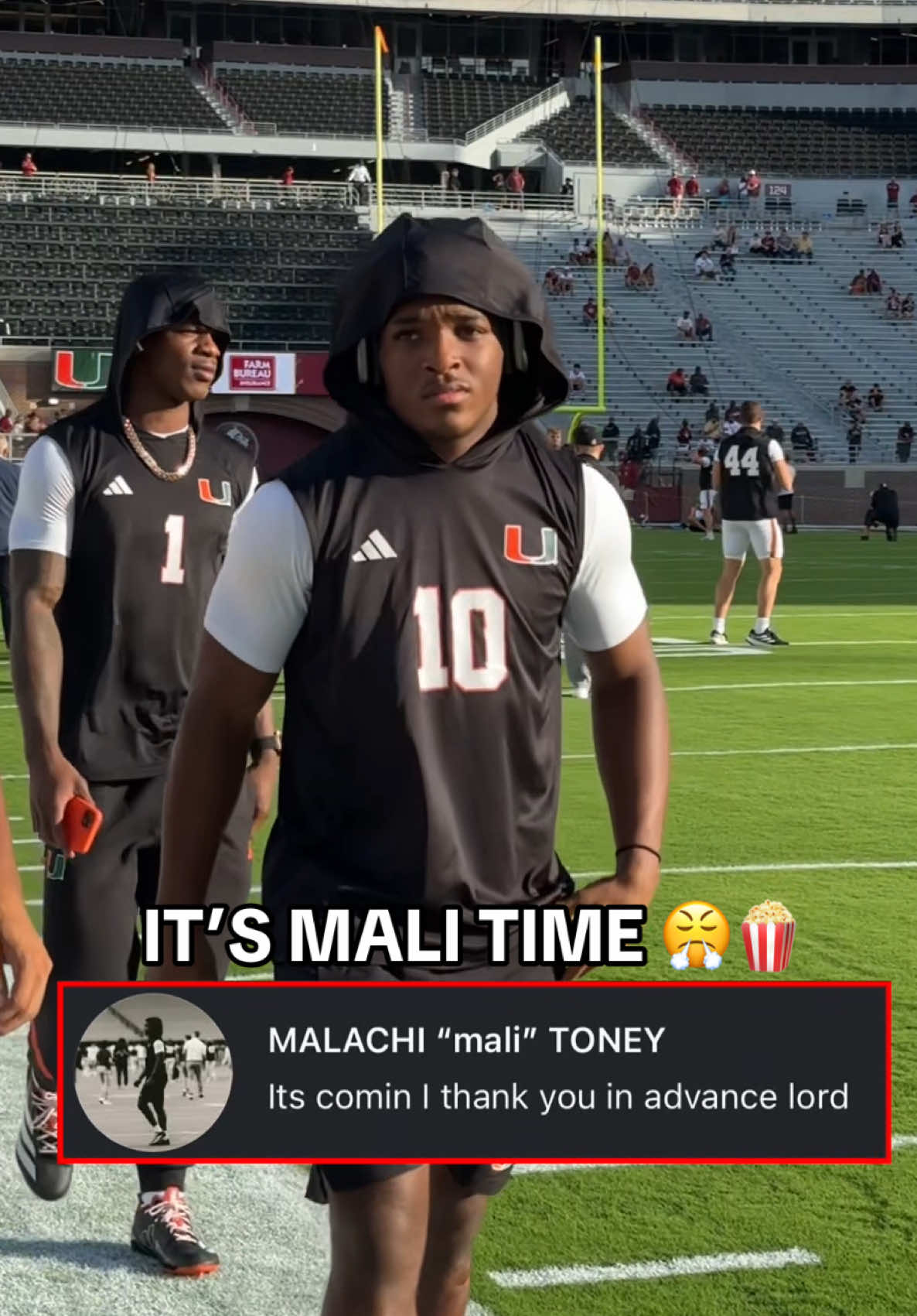 Do your thing, Mali. Time to TAKEOVER TALI 😳⭐️ @75  #football #CollegeFootball #malachitoney #miamihurricanes #rivalry