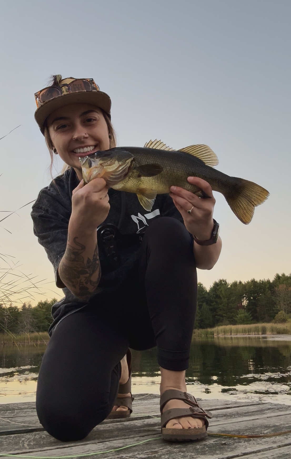 Pond action at golden hour. #flyfishing #womenonthefly #fyp #fishing #womenwhofish 